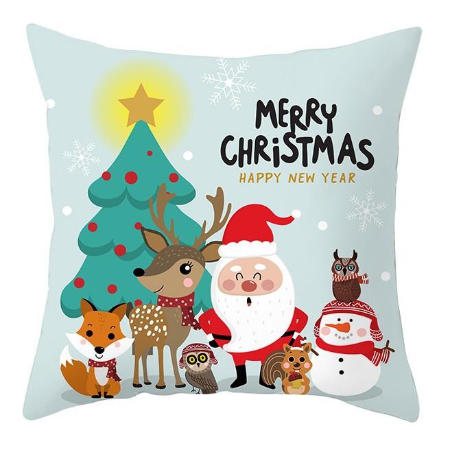 Cartoon Christmas Dog Car Pattern Pillow Case Festive Home Decoration Office Car Cushion Pillow Case