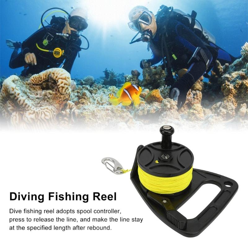 Scubas Ratchets Dives Reel with Handle Stop Switches High Visibility Retractable Line Diving Reel Finger Spool Easy Use
