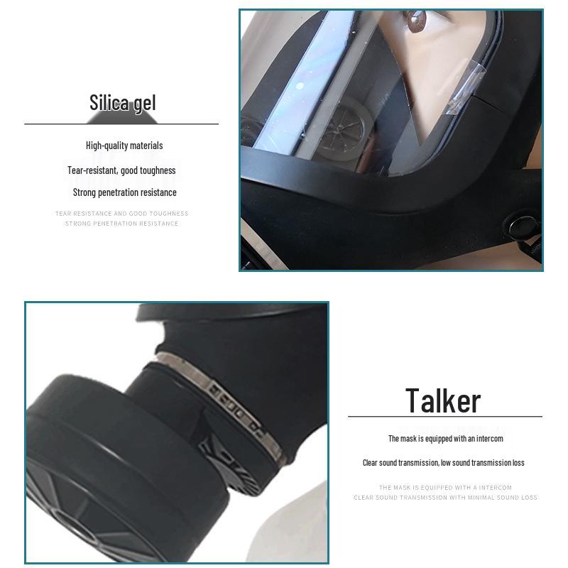 MF14 Full View Gas Mask with Self-Priming Dustproof Filter for Toxic, Chemical, Biochemical, Ammonia, and Acidic Gases