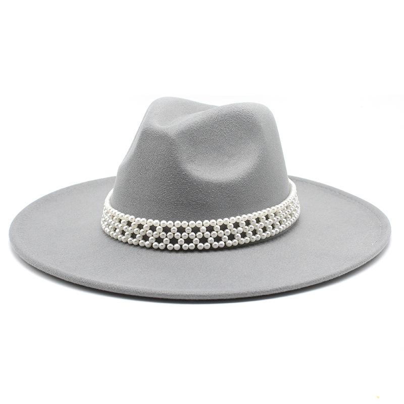 Hepburn Woolen Jazz Top Hat For Men And Women Casual 9.5Cm Big Edge Jazz Hat Felt Hat