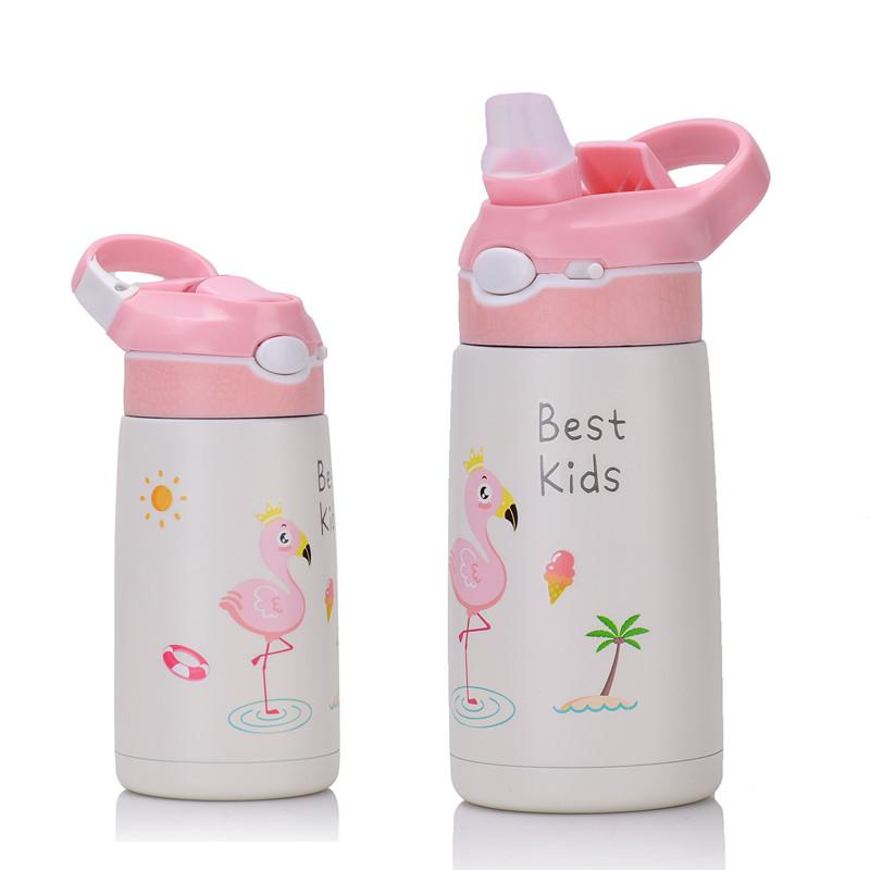 

400ML Children Thermos Water Bottle Kids Thermos Mug Baby Duck Billed Straw 316 Stainless Steel Vacuum Flasks Tumbler Thermo Cup 400ML розовый