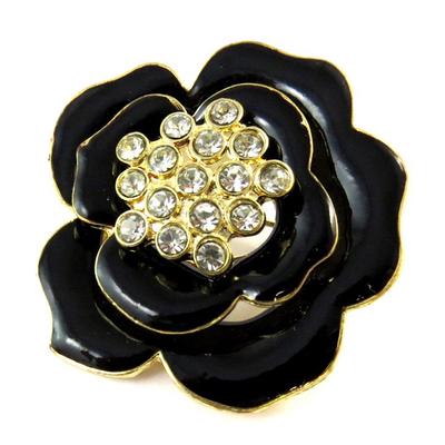 [N9304] - 'Rosa Romantica' Yaratıcı Broş siyah altın rengi