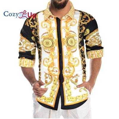 Men Casual Slim Fit Long Sleeve Men Print  Shirt