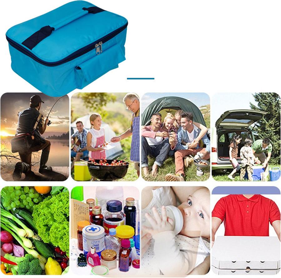 Piknik na przejażdżkę Camping Samochód Przenośny Piekarnik Elektryczny Mini Ciepłe Jedzenie Bento Torba Termiczna Niebieska