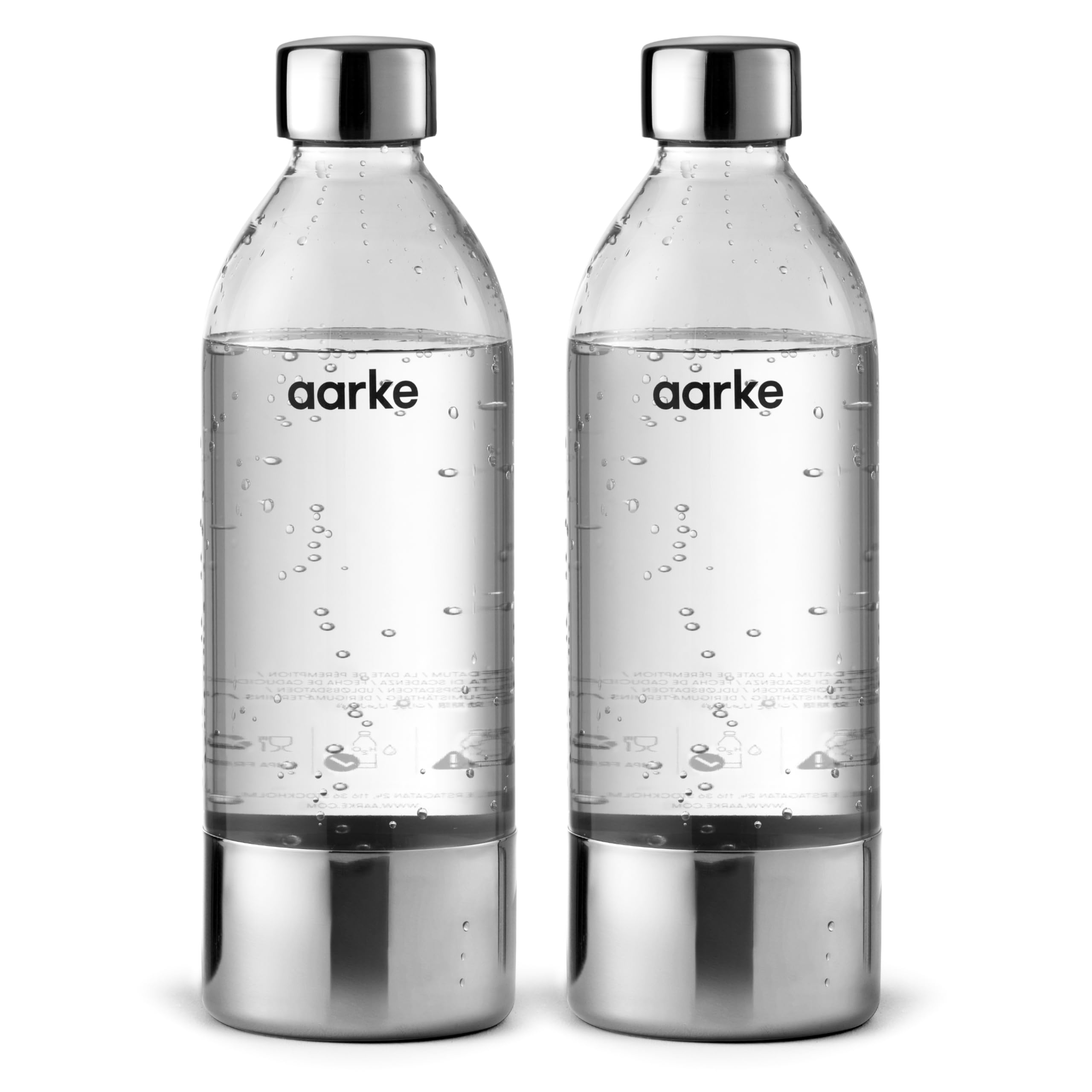 aarke Газификатор Запасные ПЭТ-бутылки x ПЭТ Нержавеющая сталь (800 мл 2 шт.) Бутылки без BPA, Прозрачные/Стальной Серебристый,