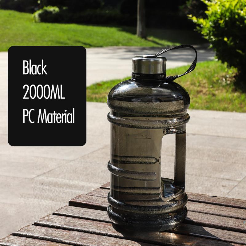 

2 л портативная бутылка для воды большой емкости для тренировок, спортивных тренировок, бутылка-шейкер с ручкой, приспособления для питья на открытом воздухе 2.0ML чёрный