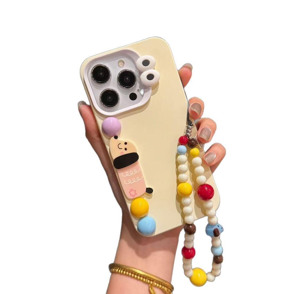 Koreanische 3D-Tier-Handyhülle mit Kette für iPhone 17 Pro Max, iPhone 15, 16, 14 Pro