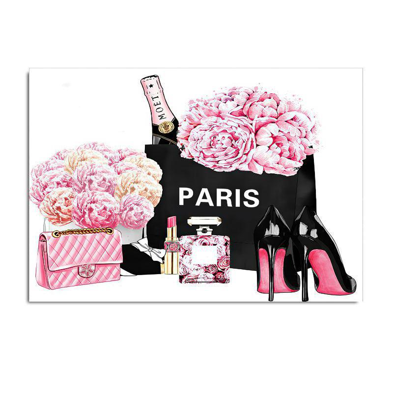 

Розовые модные настенные постеры, парфюмерия, макияж, холст, картина, настенное искусство, современные ногти, принт, фотографии, скандинавский домашний декор для спальни для девочек 20x30cm