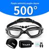 Men's Myopia Swimming Goggles Set with Cap & Earplugs: Transparent, HD, Waterproof, Anti-Fog