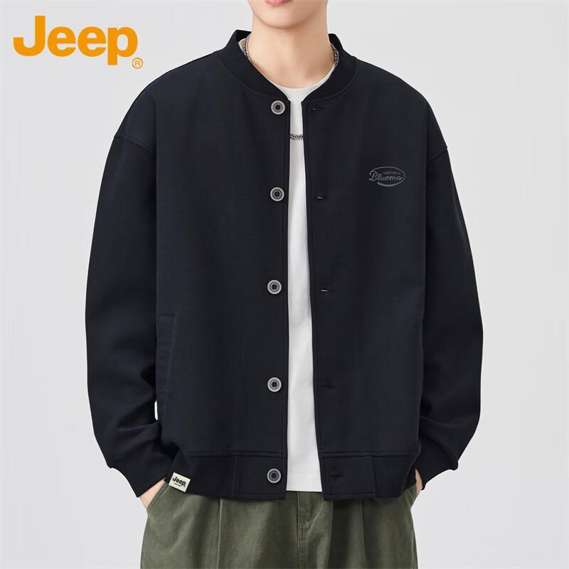 JEEP Men's Baseball Collar Cardigan Sweatshirt Jacket