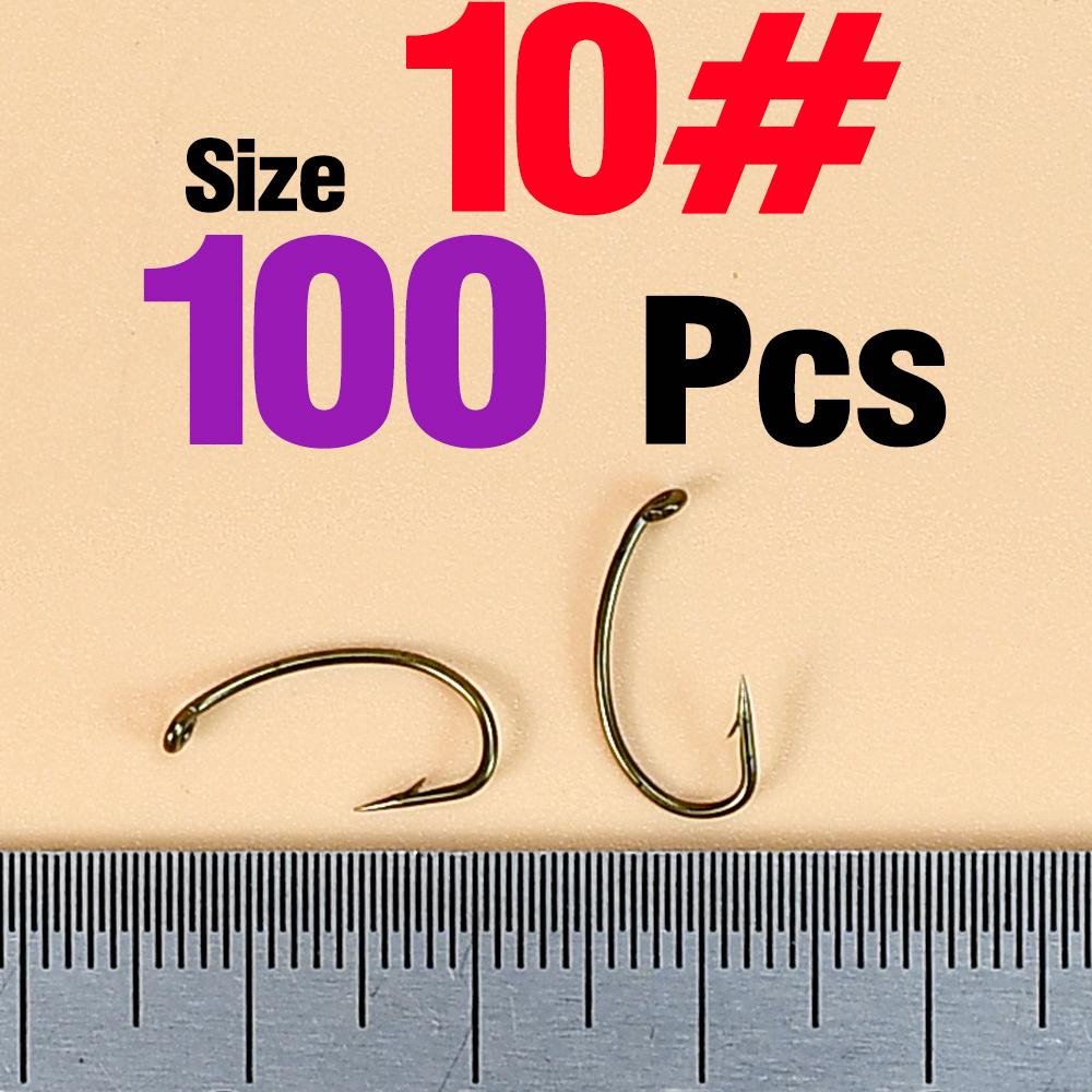 MNFT 100PCS High-Carbon Steel Dry Fly Hooks Fishing Hook Nymph Scud Midge Caddis Shrimp Fly Tying Hooks