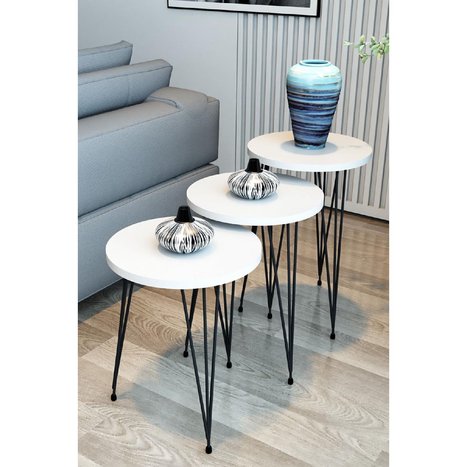

3-seat Nesting Coffee Table Round Model Nesting Coffee Table Metal Wire Leg