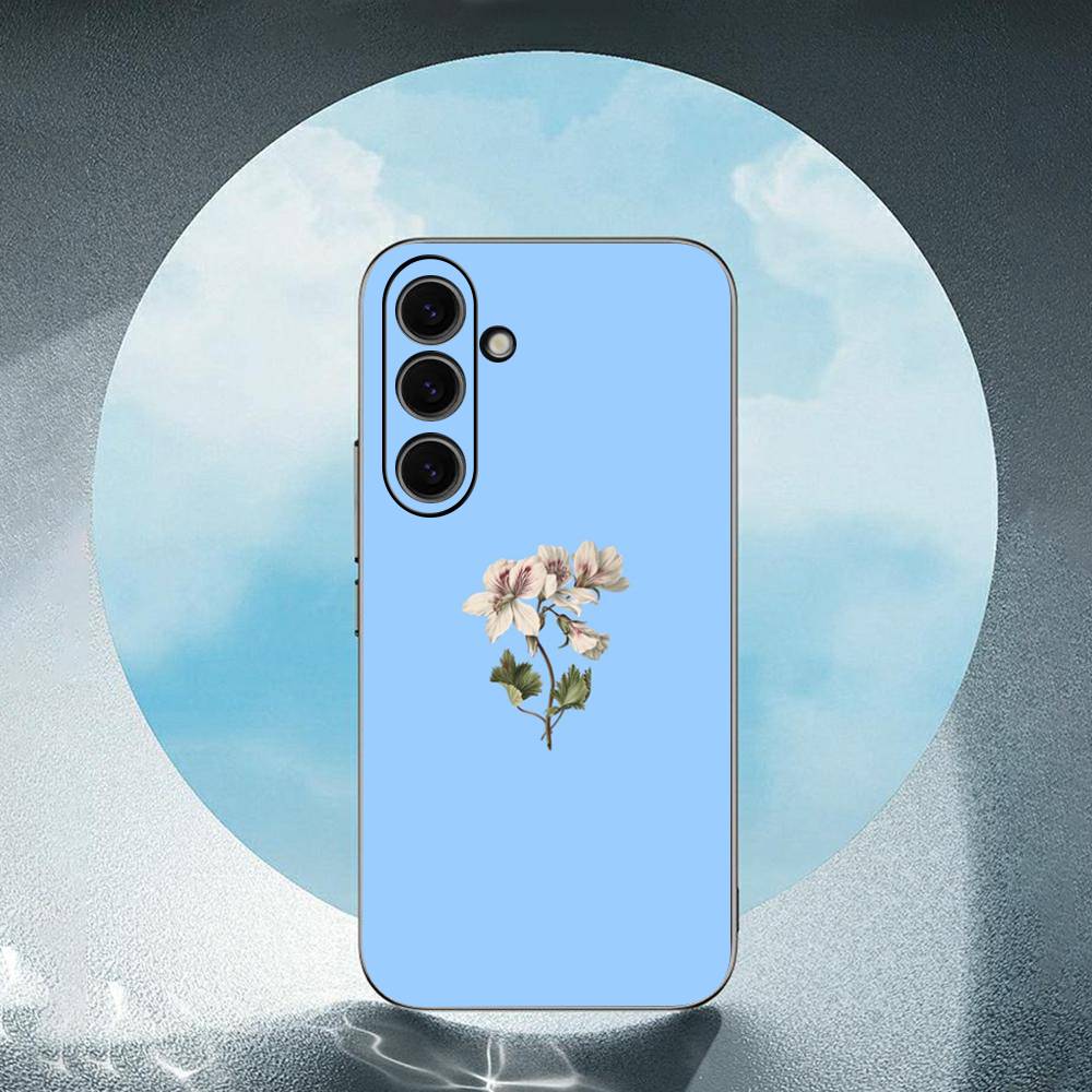 Clear Simple Flower For Samsung Galaxy S25 S24 S23 Ultra S22 S21 Plus S20 Black Soft Silicone Protective Case