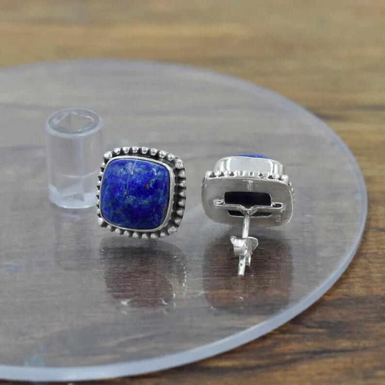 Naturalny kolczyk Lapis Lazuli Kolczyk Lapis Biżuteria Lapis Kolczyk ze srebra próby 925
