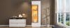 Vetrina Armadio Alto con Porta in Vetro, Illuminazione LED con Controllo App, Telaio in Alluminio, Mobile per Soggiorno, Armadio Contenitore con Ante