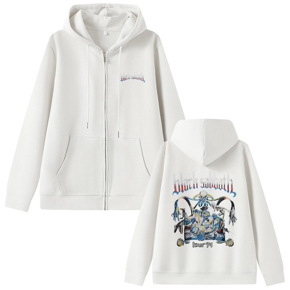 

Тяжелый металл рок-группа Black Sabbath Тур Толстовка на молнии Графика скелета Оззи Осборна Куртка на молнии Мужская Женская Винтажное пальто 3XL