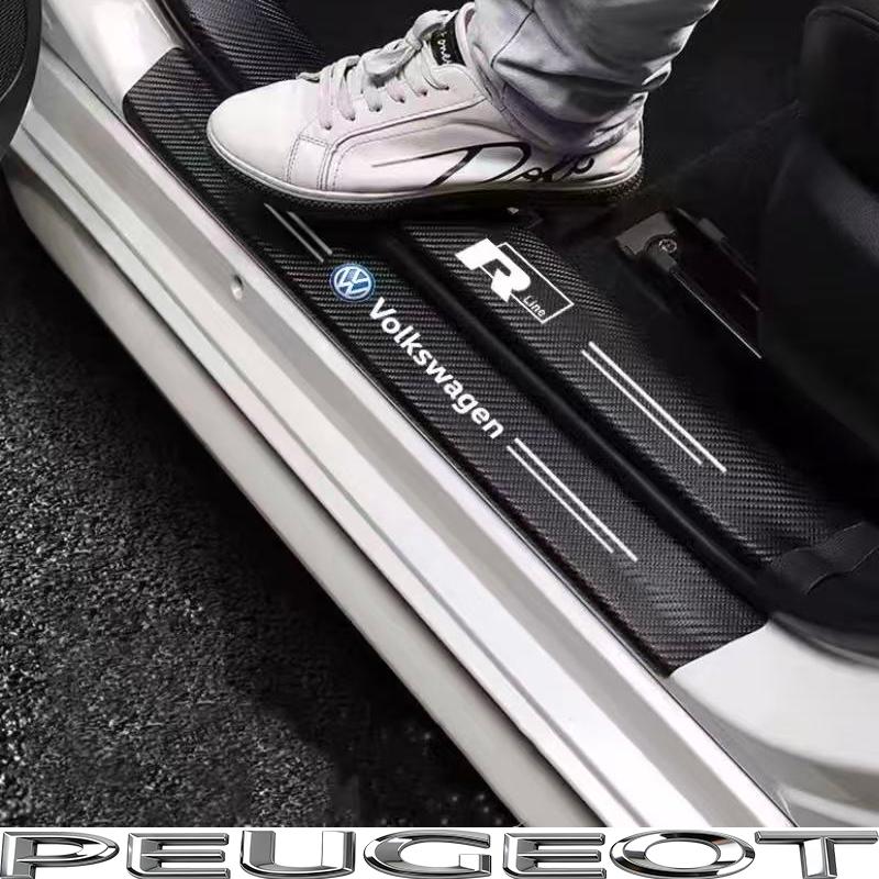 Auto Door Sill Carbon Fiber Car Sticker Protector Strip Waterproof Protect Film For VW GTI Polo Golf GTI Passat Tiguan Hub Cap