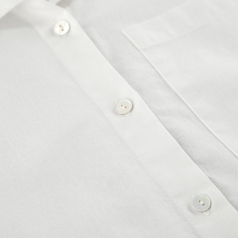 Bílá bavlněná šněrovací košile stahující pas Jednoduchá móda Dámské halenky Polo límeček Jednořadé Dlouhý rukáv Top Dojíždění HarajukuStyl Jaro Léto