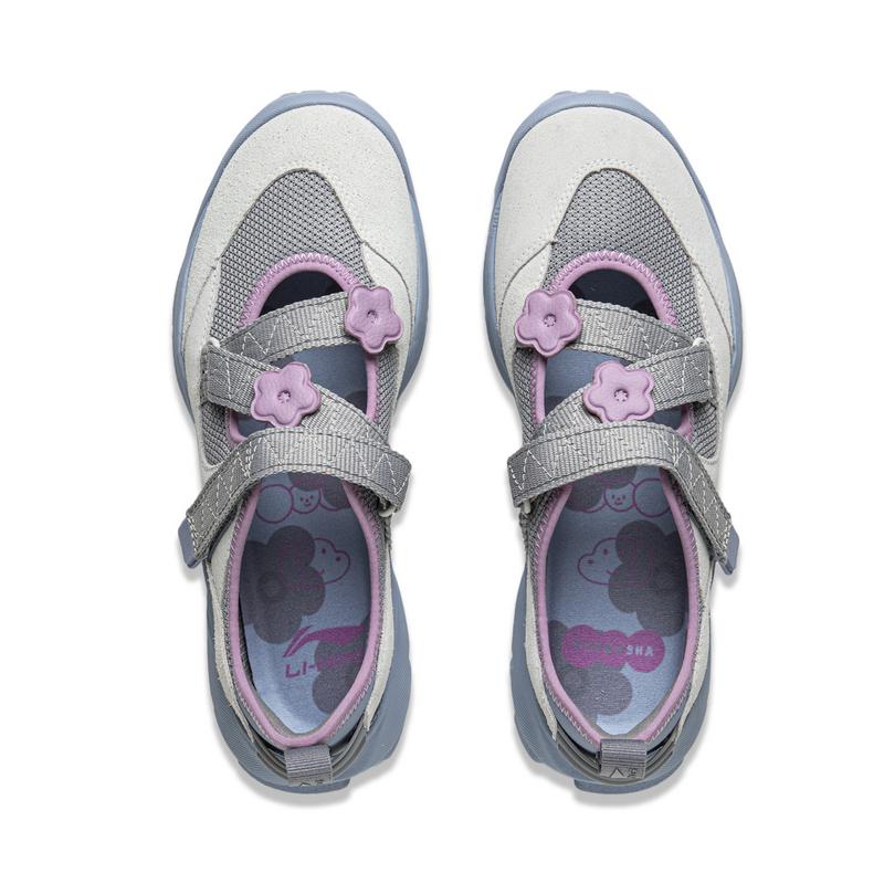 Tyakasha X Li Ning Mulan Mary Jane Collaboration Series Sports Trend Non-Slip Wear-Resistant Low-Top Casual Shoes Women Sneaker Ash-Gray AZGV154-1