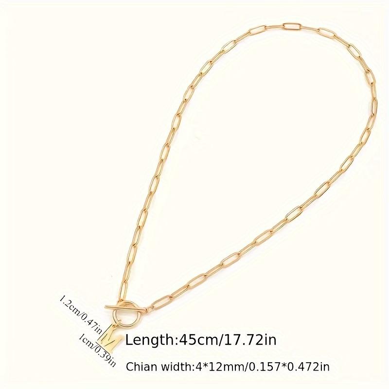 1-Pack Rectangle Paperclip 26 Letter Necklace, Capital Initial Pendant for Women, Stainless Steel Letter Chain Necklace