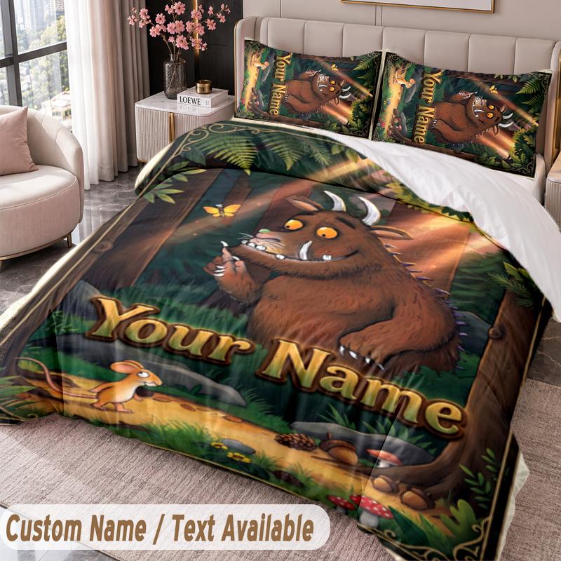 Custom Name Text 3Pcs Bedding Set The Gruffalo Duvet Cover And Two Pillowcases