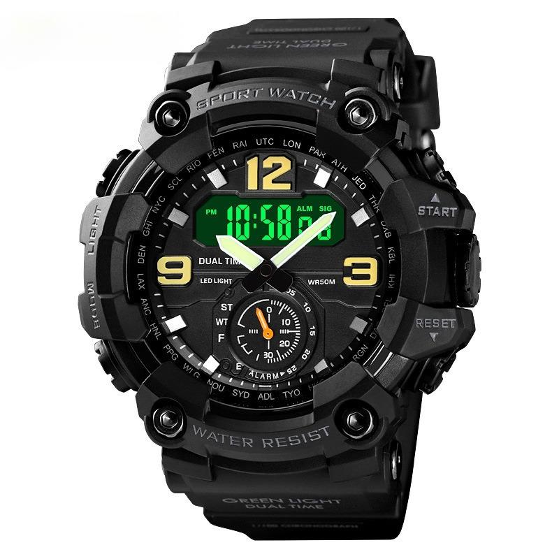 Cool Outdoor Shockproof Plastic Men's Watch Large Dial Sports Pin Buckle Digital Display Synchronous Machine Electronic Watch