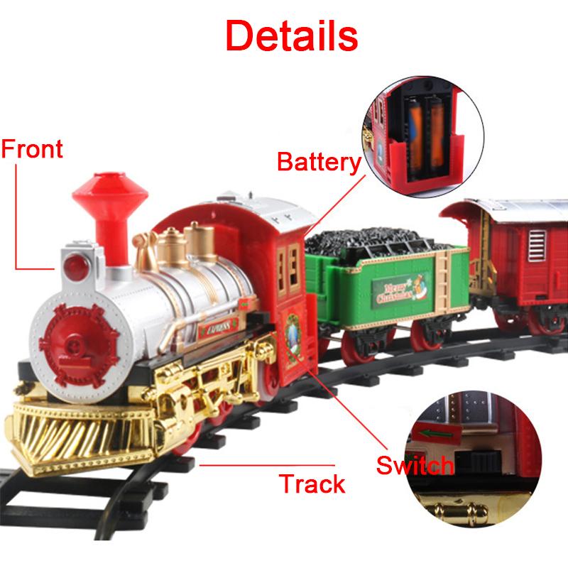 Christmas Series Train Track Electric Steam Track Train Model Lights Children's Holiday Gifts Music Santa Claus Train Set