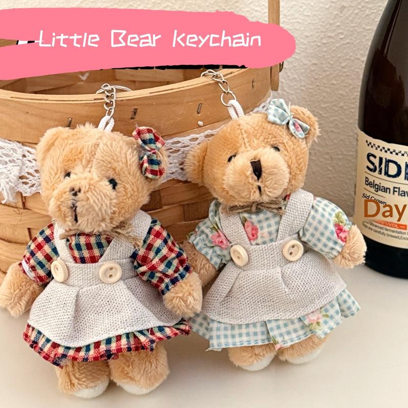 Cute Cartoon Bear Keychain Kawaii Little Bear Plush Doll Toy Hanging Ornament Bag Decoration Couple Pendant Accessories Gifts