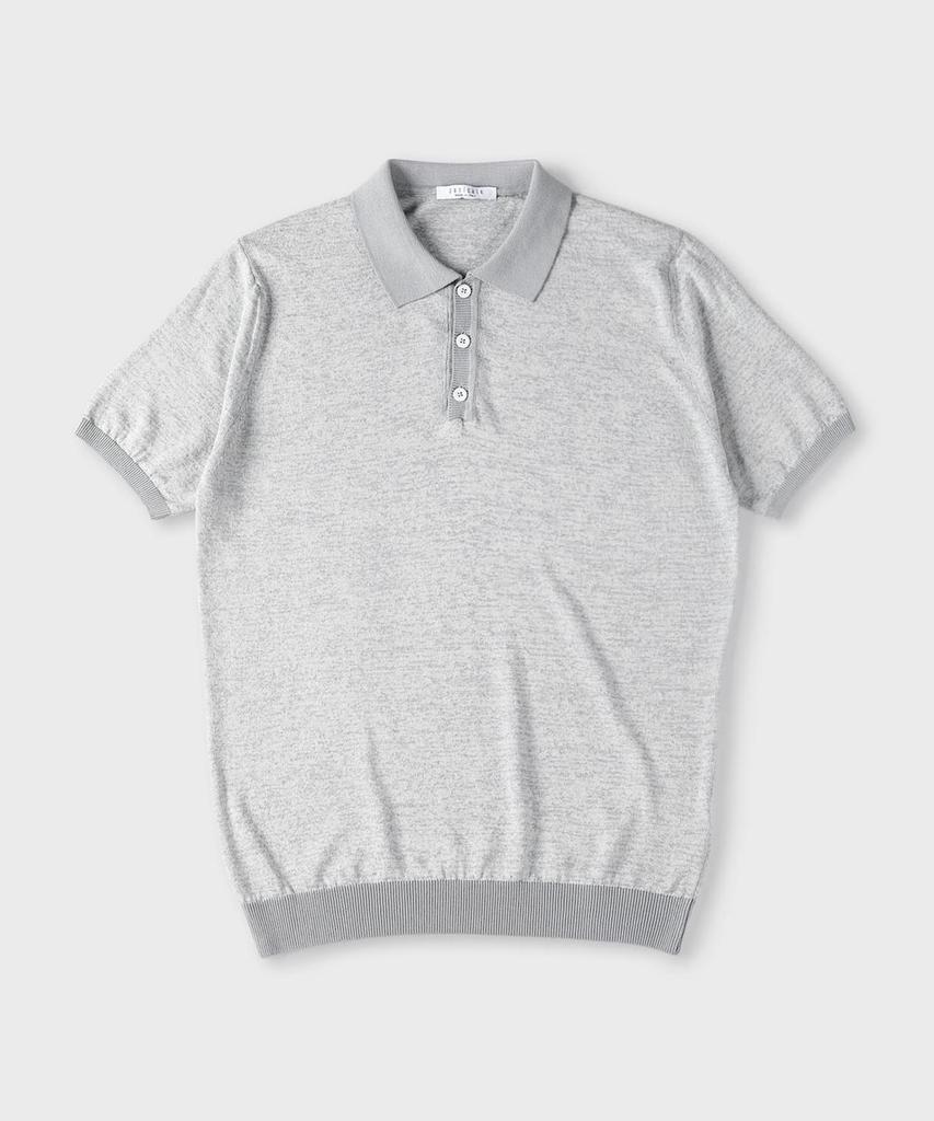 PANICALE Linen Cotton Blend Polo Shirt [Grey]