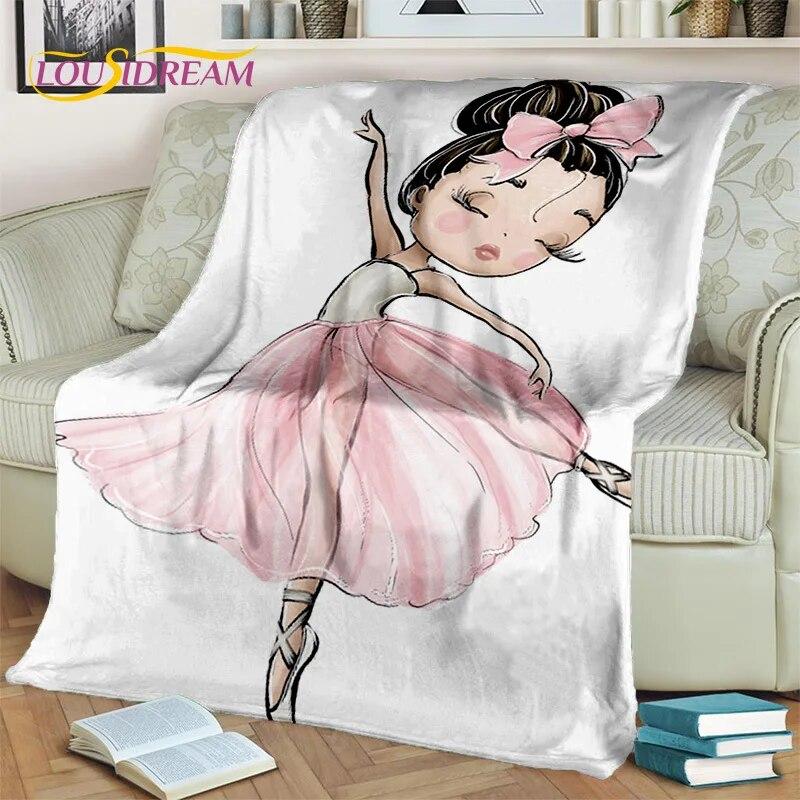 Cartoon Ballerina Fairy Cute Ballet Girl Blanket,soft Throw Blanket for Home Bedroom Bed Sofa Picnic Office Cover Blanket Kids