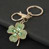 Four Leaf Clover Keychain Rhinestone Lucky Four Leaves Clover Keychain with Lobster Clasp Sparkling Good Luck Charm Gift for Women