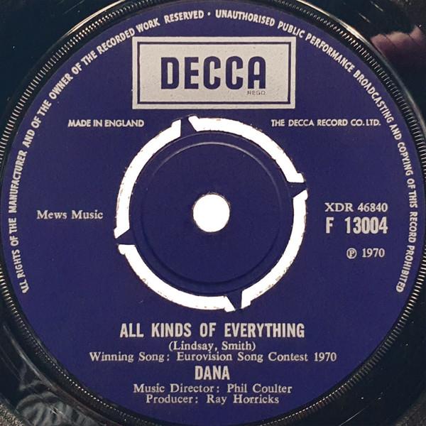 7inch Record DANA - All Kinds Of Everything F13004 DECCA 1970 UK Pop Used