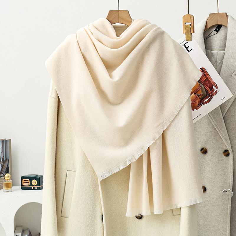 Short Beard Scarf Light Luxury High-end Cashmere Scarf Women's Winter New Korean Men's Shawl Solid Color