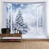 Winter Fenster Landschaft Schnee Wandbehang Tapisserie Weihnachten Wandbehang Baum Wandbehang Wunderschöne Weihnachtsbaum Kamin Geschenke