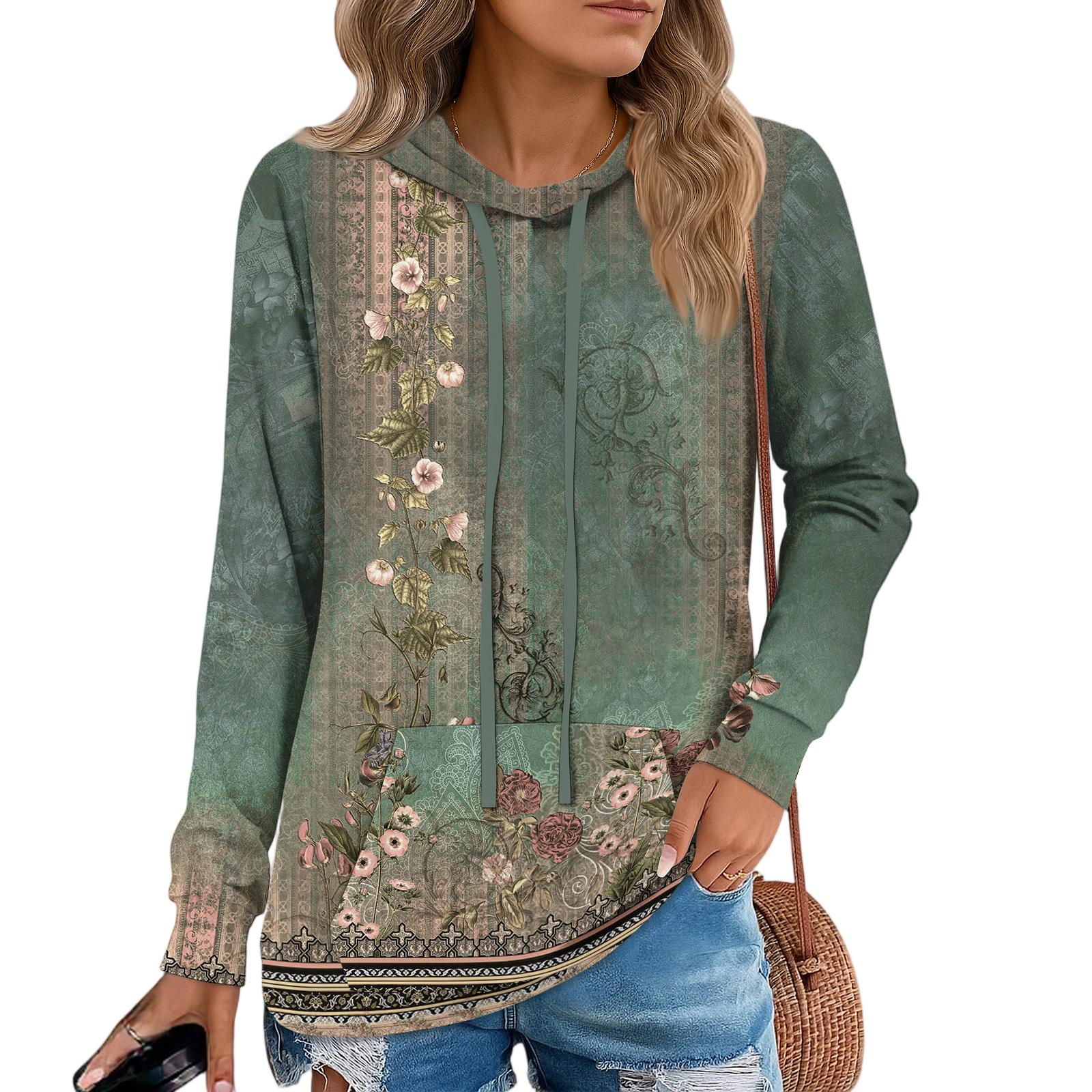 

Жіночі пуловери з капюшоном, модні толстовки з капюшоном для дівчат-підлітків, жіноча туніка на осінь L армія зелений колір