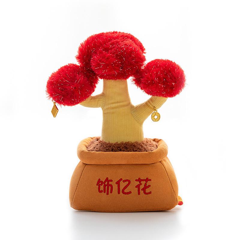 Creative Flower Wealth Tree Pottery Design Plush Toy For Office Desk Decor And Gift