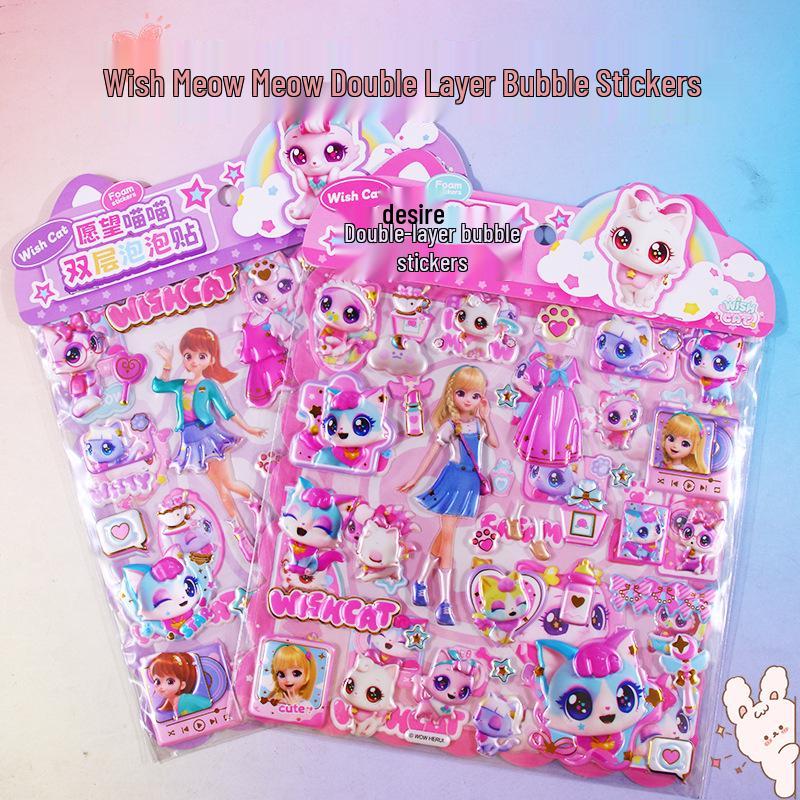Желаю Мяу Мяу 3D Наклейки-Одевалки Кошек для Детей