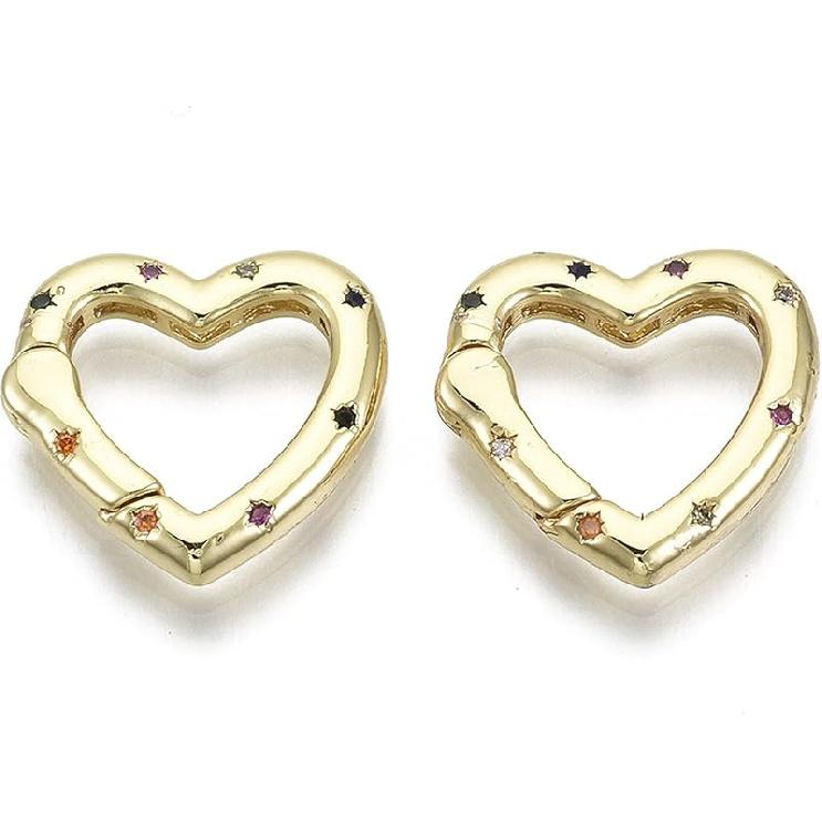 Craftdady 5ps Micro Pave Cubic Zirconia Spring Gate Ring Clasp CZ Rhinestone Golden Brass Oval Trigger Spring Snap Clip Hook Buckle for Keychain