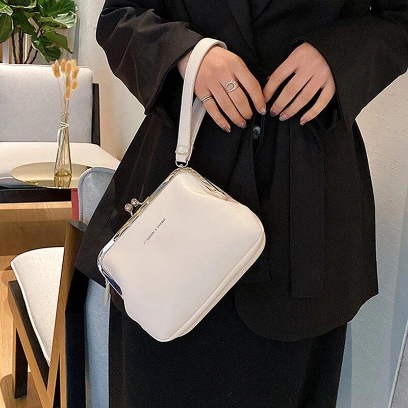 1 Stück Einfache einfarbige Umhängetasche Damen PU-Leder Crossbody-Tasche Mode Neue Clip-Umhängetasche Damenhandtasche Geldbörse