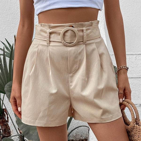 

Женские модные низы Однотонные шорты с поясным ремнем S абрикосовый