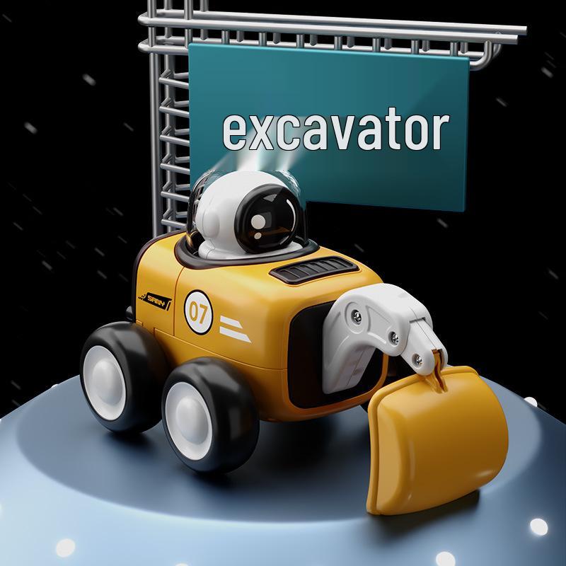 Durable Baby Cartoon Construction Vehicle Set: Inertial Toy Cars with Excavator & Bulldozer for Boys.