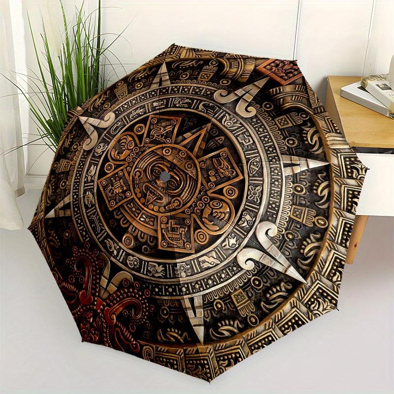 

Mayan Calendar Wall Art Decorative PanelUmbrella, PortableFold Compact Umbrella for Men & Women Gift
