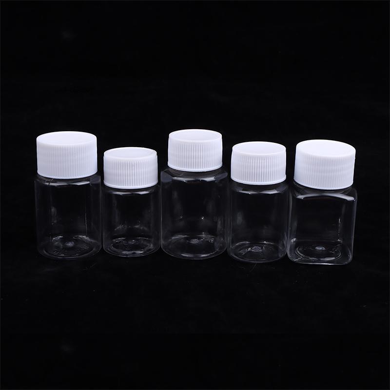 Transparent Plastic Bottle 15-500ML Wide Mouth Medicine Bottle with Screw Lid Seal Vials Food Grade Liquid Reagent Container