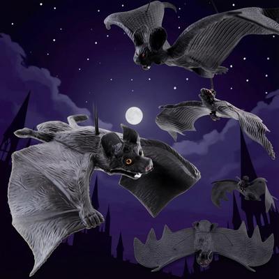 5Pcs Lifelike Fake Bat Halloween Decorations Scary Haunted House Hanging Props DIY Party Ornaments Soft Rubber Bat Toys
