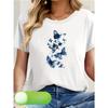 European Size Elegant Butterfly Print Women's Short-Sleeve T-Shirt, Holiday Wear, Vacation Outfit, Graduation Attire, Autumn/Winter New