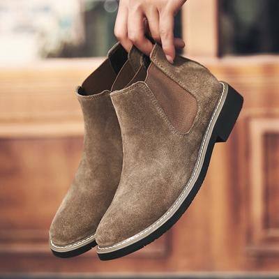 Chelsea Boots Autumn and Winter Men's New Trendy Men's Fashion Warm and Plush Korean Version Boots Suede Casual Leather Boots