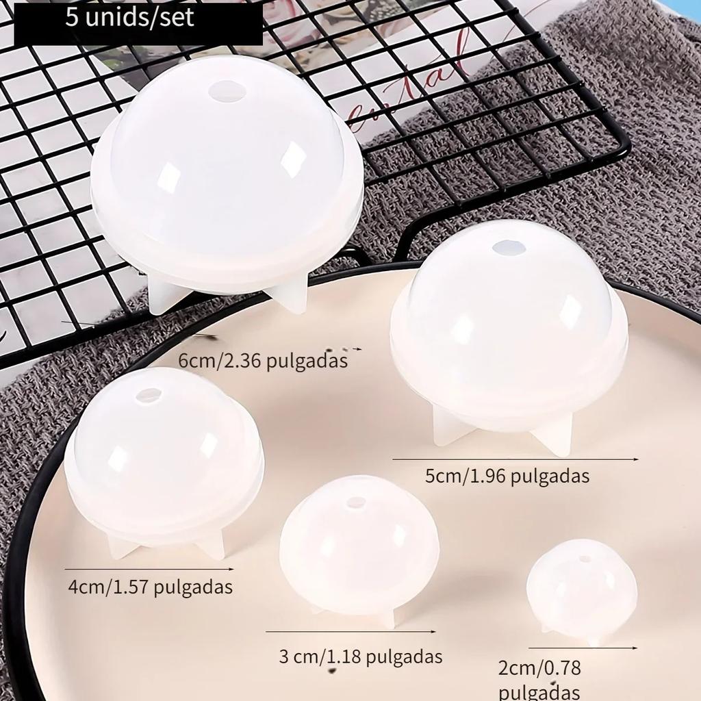 5pcs Spherical silica gel ball mold-used to make unique spherical pendants, ornaments, resin crafts and DIY jewelry.