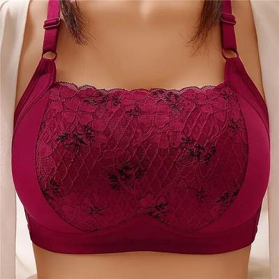 Mujer Talla Grande Bustier Ropa Interior Mujer Fina Sin Aro de Acero Sujetador Mum Gathering Top Sujetador de Soporte Madre Sujetador Cómodo