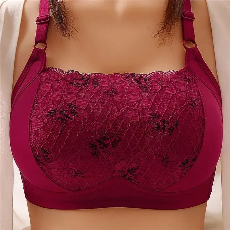 Damen Übergröße Bustier Unterwäsche Damen Dünn Ohne Stahlring BH Mama Sammeloberteil Stütz-BH Mutter Bequemer BH