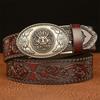 Fashion Belt Genuine Leather Belt for Men Carving Pattern Automatic Buckle Belt Strap for Jeans